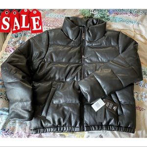 Sebby Faux Leather Puffer Jacket